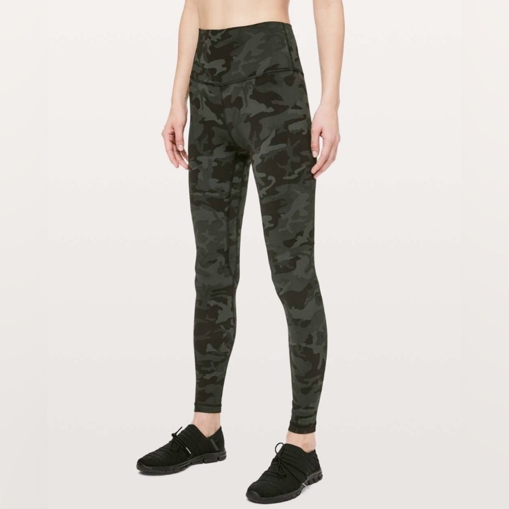 Lululemon 10 Align Pant Full Length 28" Incognito Camo Multi Gator Green black